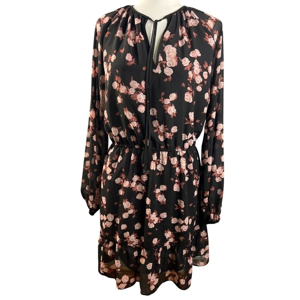 Michael Kors Women Dress Small Floral Print Long Sleeve Mini Casual Designer EUC